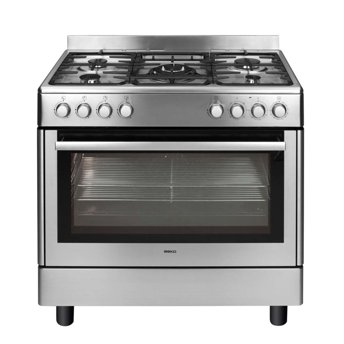 BEKO Piano de cuisson MixteGM 15121 DX, 90 cm, 5 foyers à gaz