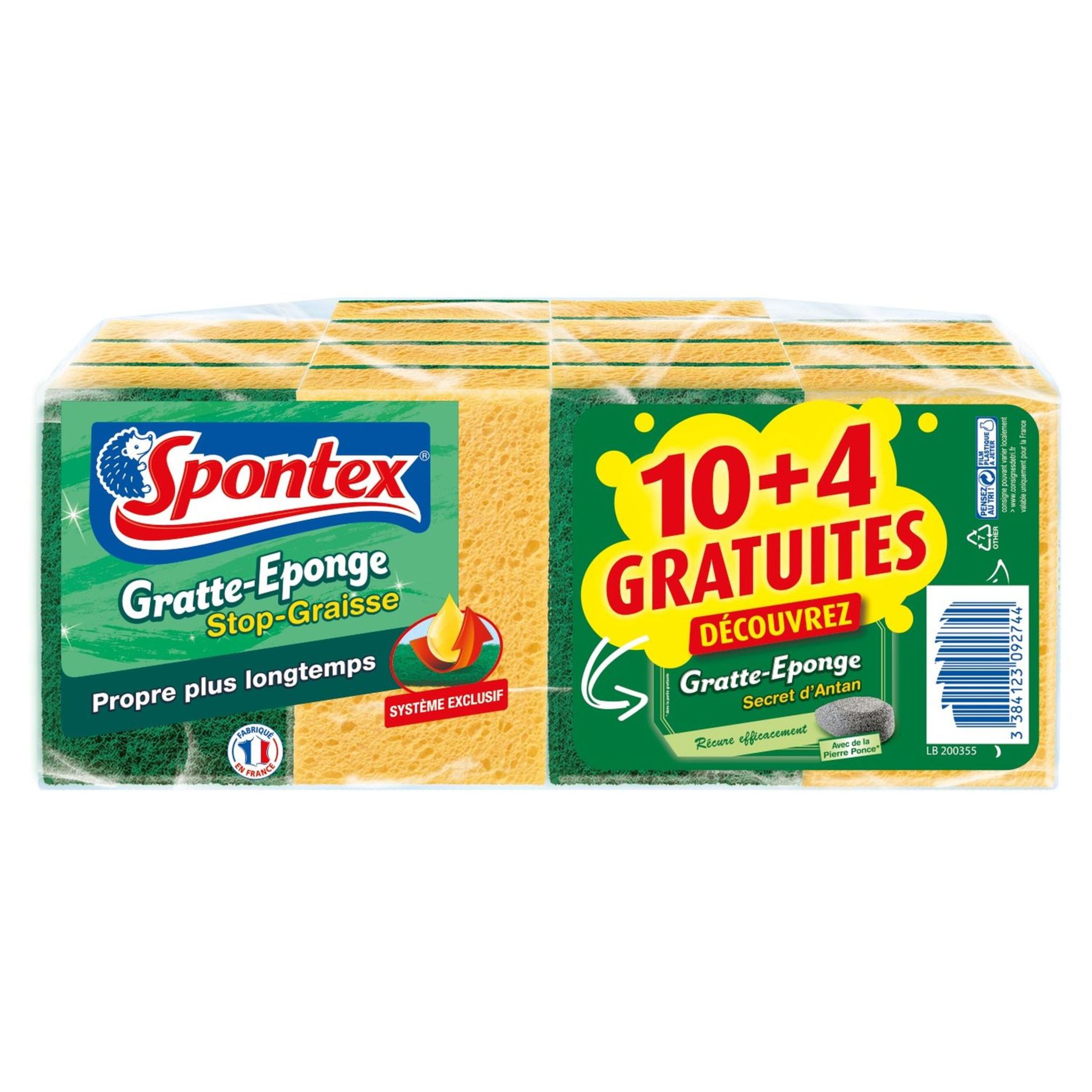 SPONTEX - Eponge grattante longue duree (lot de 3)