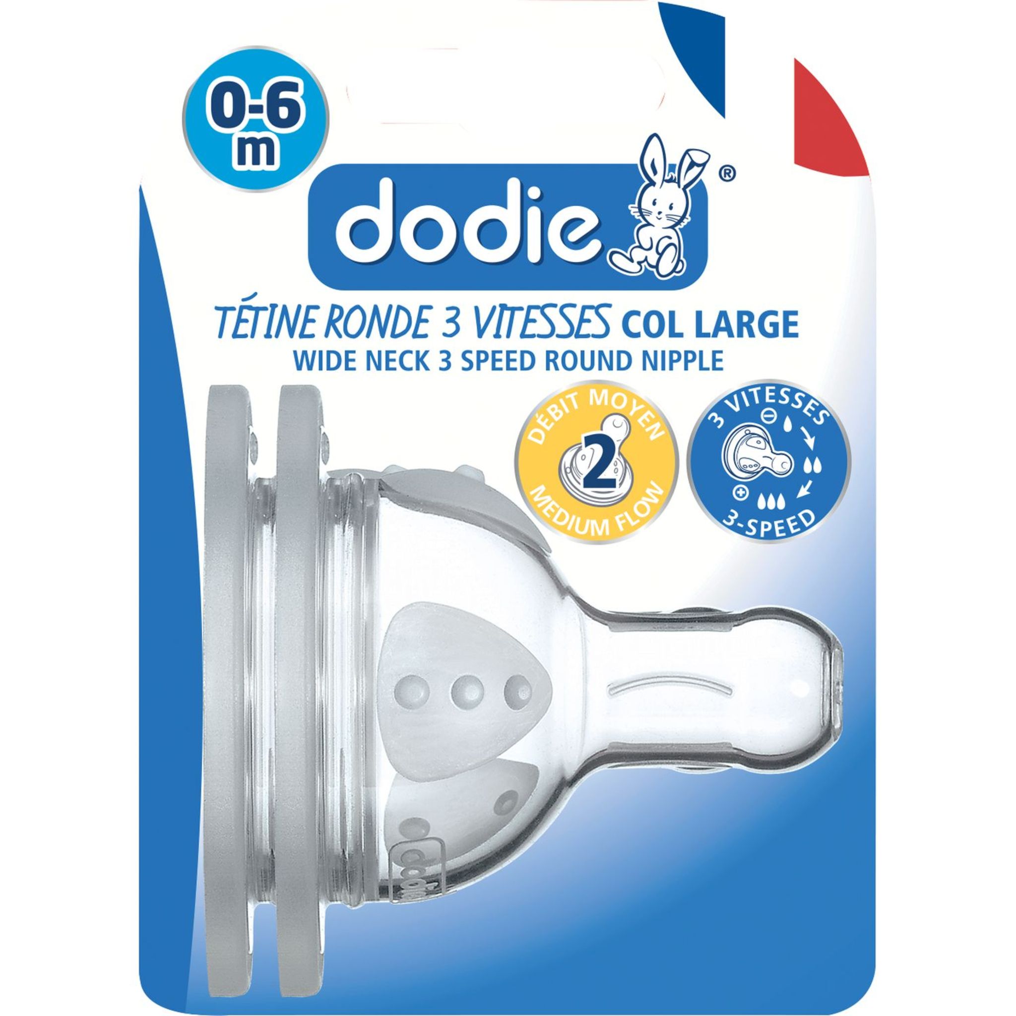 Dodie Biberon Initiation+ Tétine Ronde 3 Vitesses + 6 Mois 1 Pièce 330ml