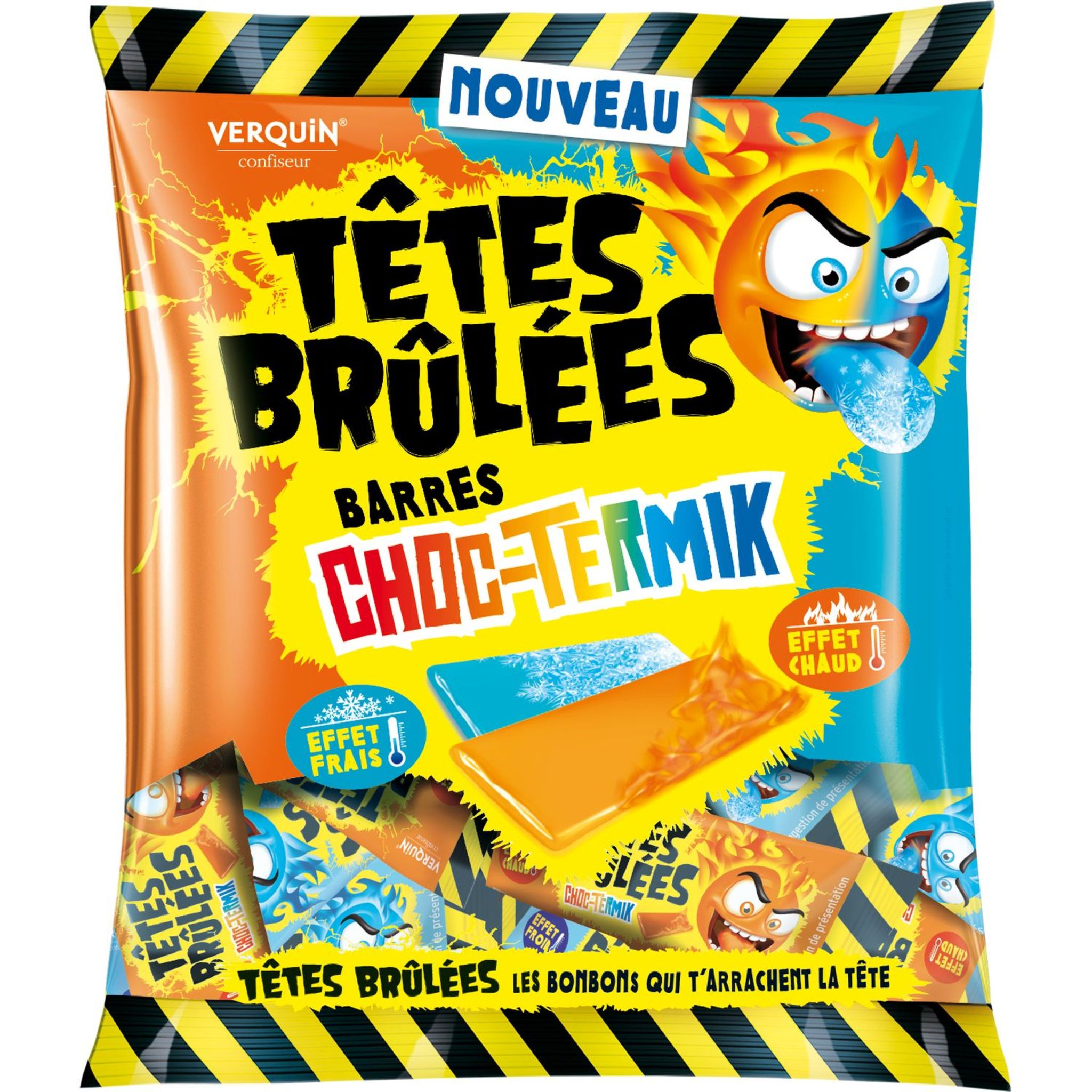TETE BRULEES Bonbons barre choc-termik chaud/frais 200g pas cher 