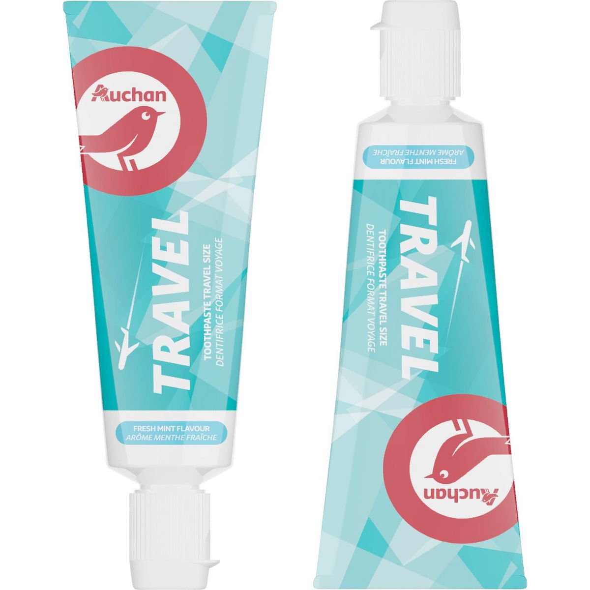 AUCHAN Travel dentifrice format voyage menthe fraîche 2x25ml pas cher 