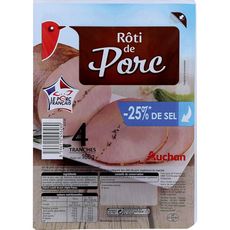 AUCHAN Rôti de porc taux de sel réduit 4 tranches 160g