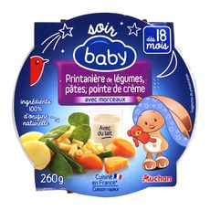 Auchan Baby Auchan Baby Assiette Printaniere De Legumes Pates Creme Des 18 Mois 260g 260g Pas Cher A Prix Auchan