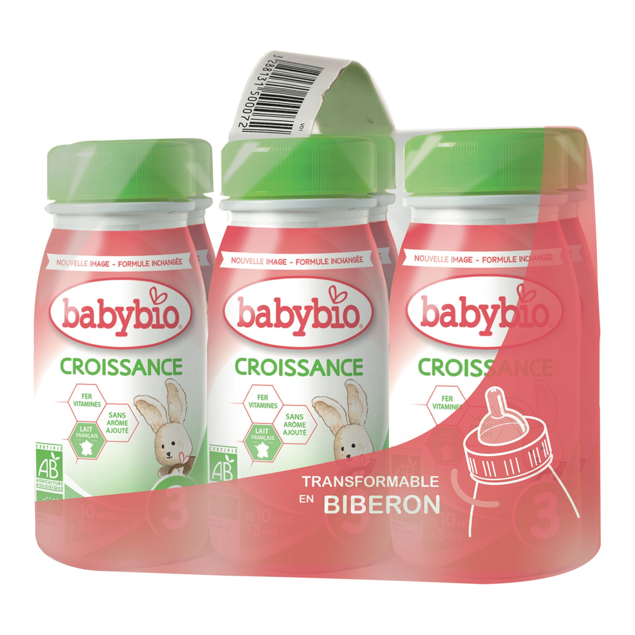 AUCHAN BABY BIO Lait de suite 2ème âge liquide bio dès 10 mois 6x1l pas  cher 