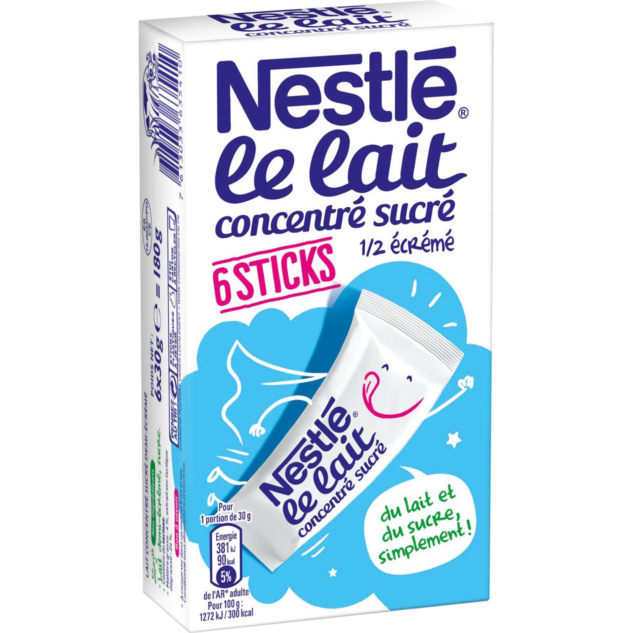 Berlingot Lait Concentré NESTLE Nestlé lait concentré sucré sticks x6 - 180g pas cher - Auchan.fr