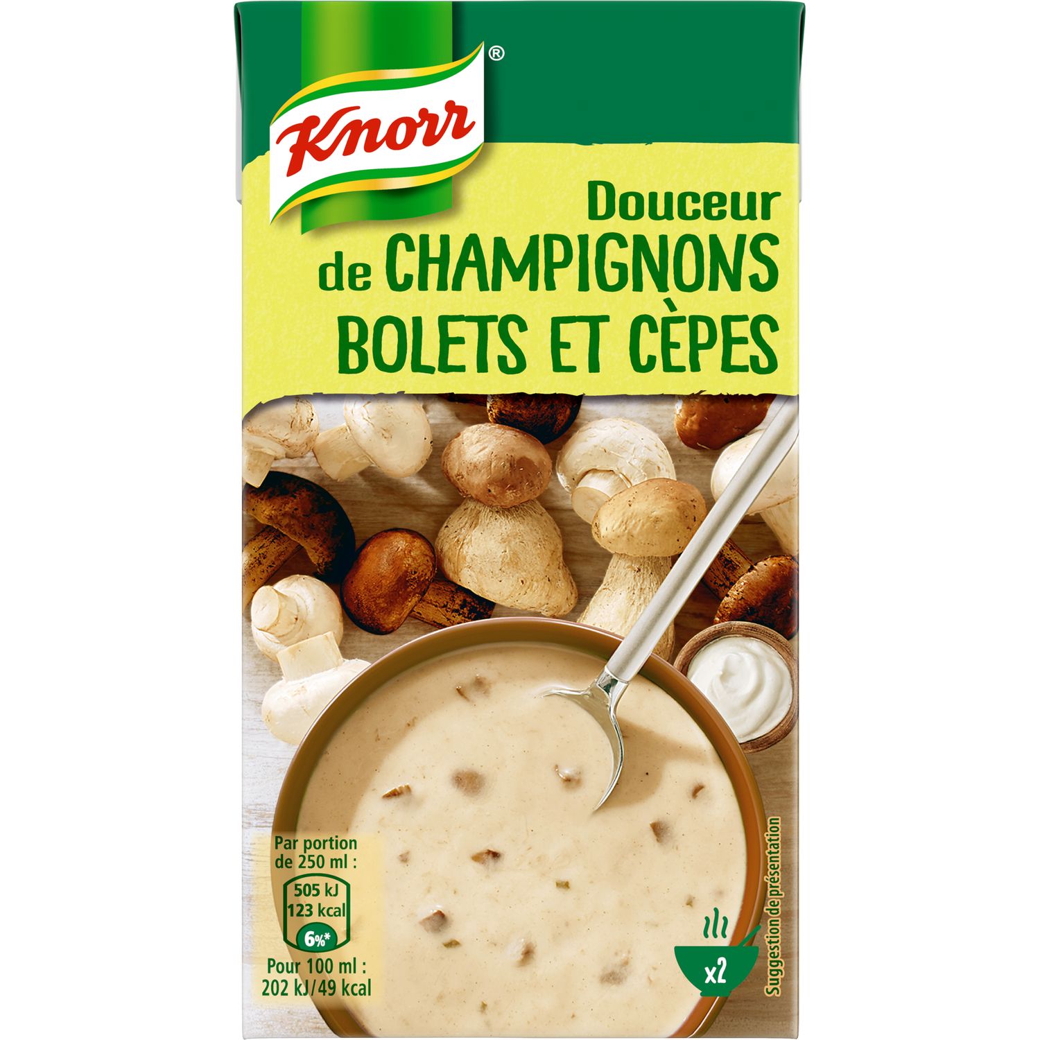 KNORR Soupe douceur de champignons bolet et cepes 2 personnes 50cl pas cher Auchan