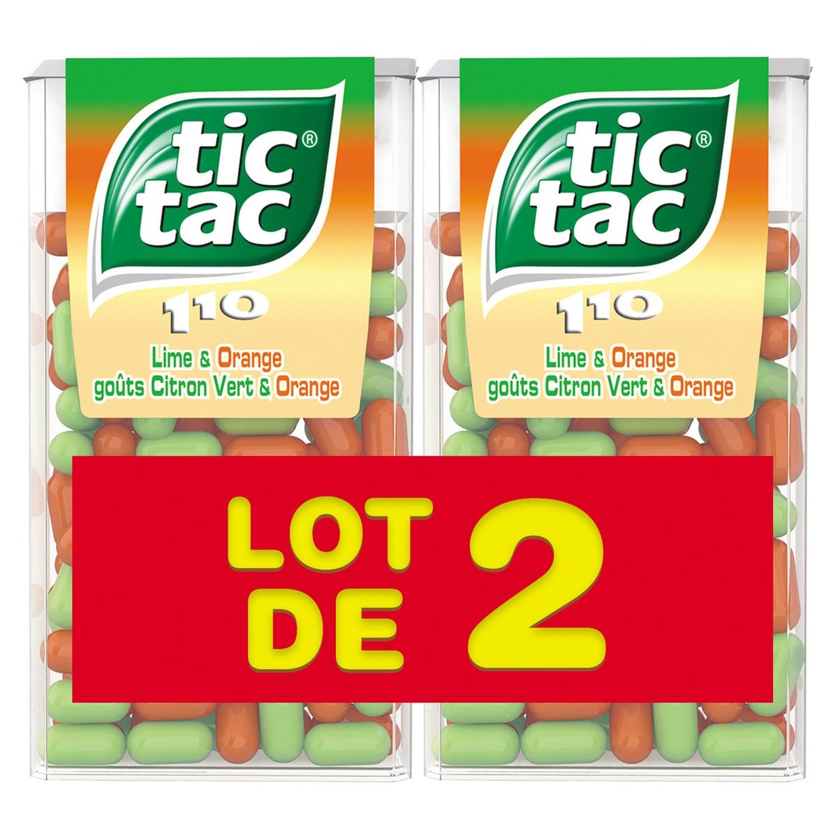 TIC TAC Tic Tac citron vert et orange 2x110 110g pas cher Auchan.fr