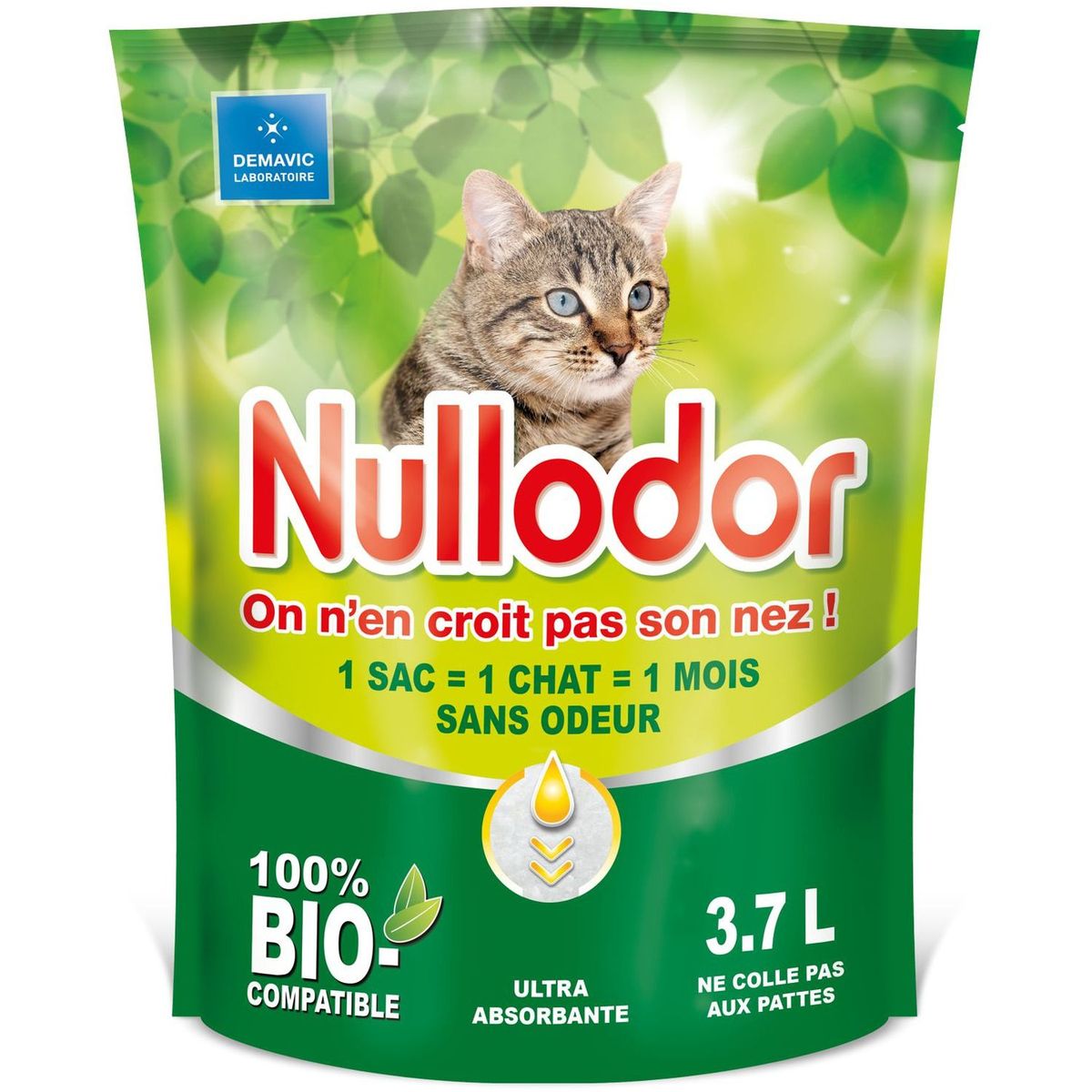 NULLODOR Litière bio agglomérante sans odeur pour chat 3,7l