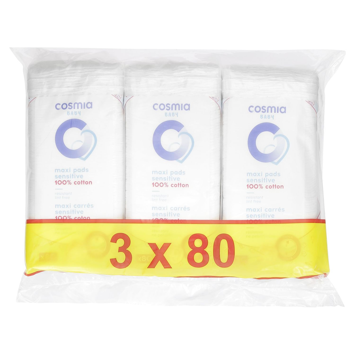 Cosmia Baby Maxi Carres 100 Coton Sensitive 240 Cotons Pas Cher A Prix Auchan