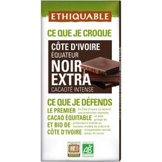 ETHIQUABLE Ethiquable Tablette chocolat noir extra bio Côte d'Ivoire Equateur 100g 1 pièce 100g