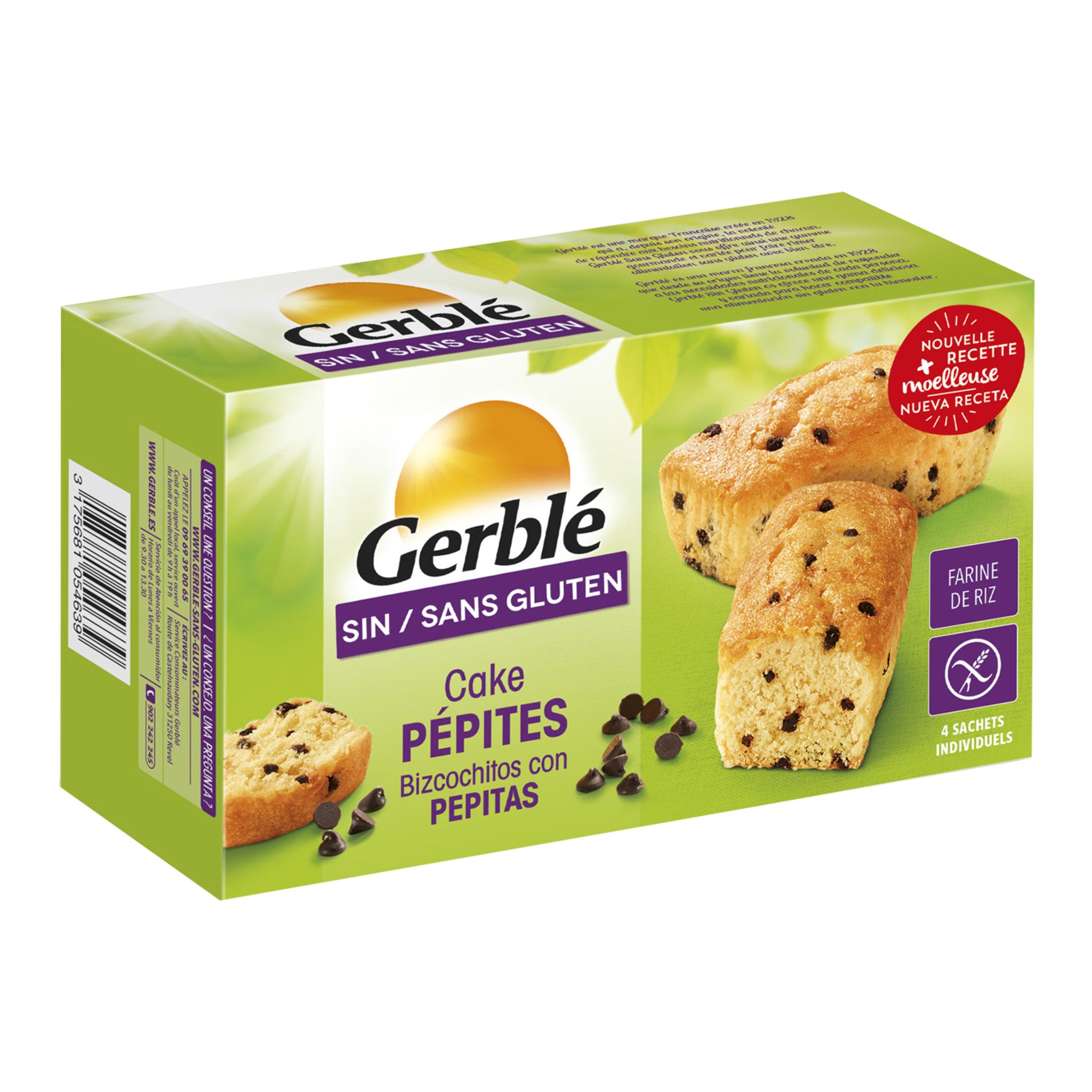 GERBLE Gerblé sans gluten cake pépite chocolat sans gluten 180g