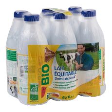 Auchan Bio Lait Demi Ecreme Equitable Uht Filiere Responsable 6x1l Pas Cher A Prix Auchan