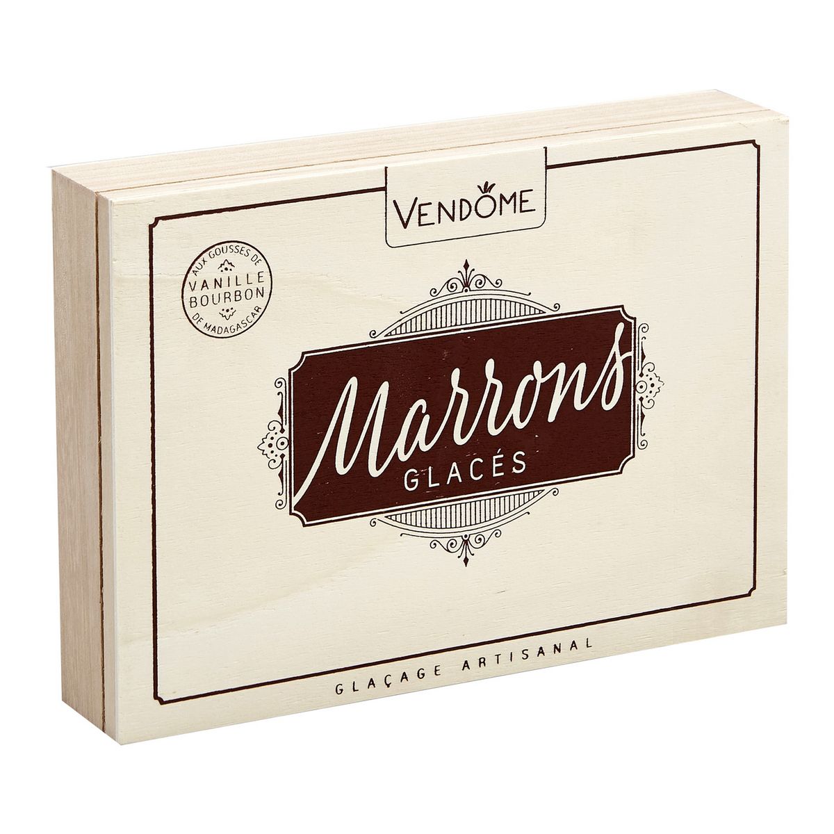 AUCHAN Vendôme marrons glacés boite en bois 140g pas cher 