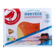 AUCHAN Auchan saumon fumé de Norvège tranche x2 -70g