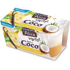 CHARLES & ALICE Dessert végétal lait de coco banane vanille 2x115g