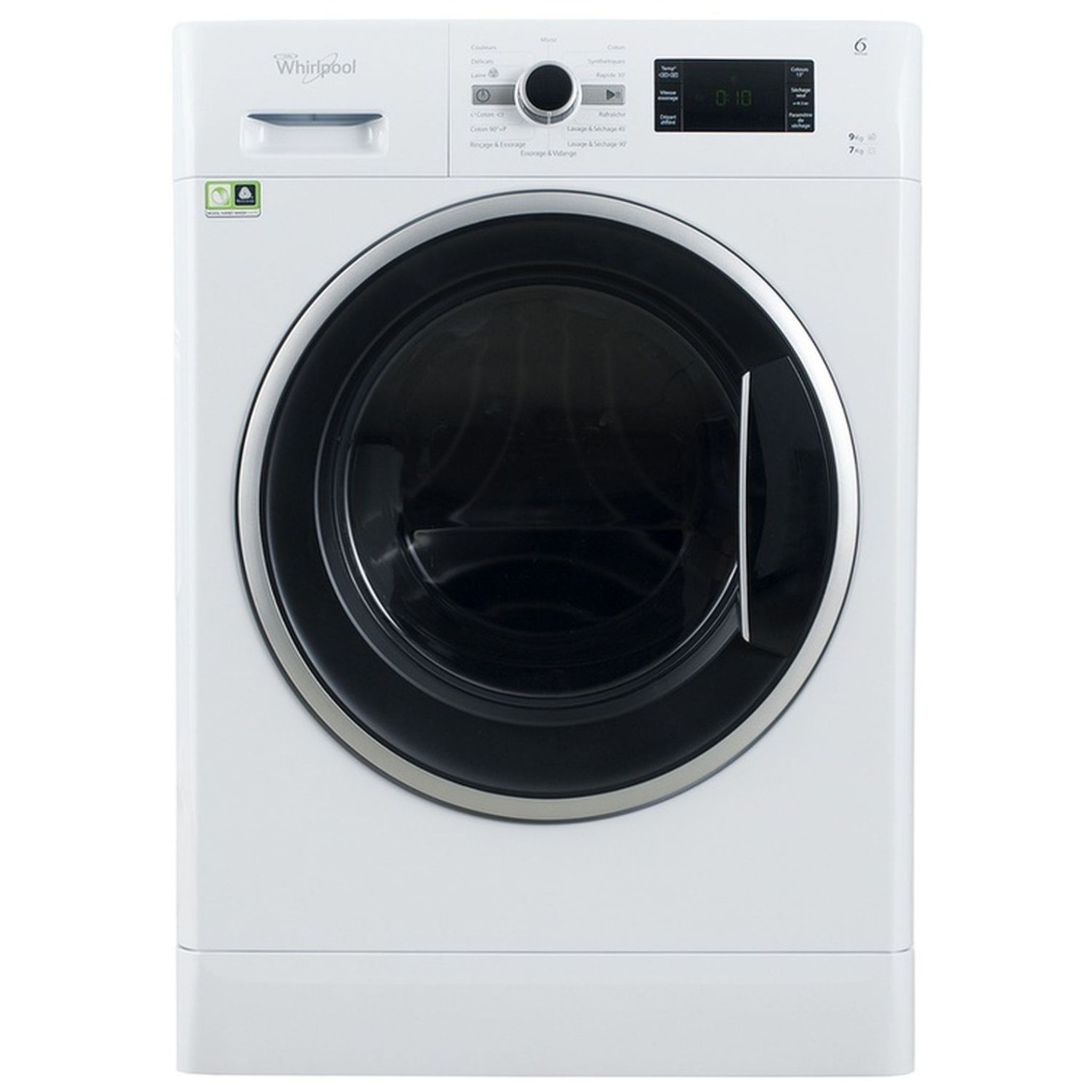 Lave-linge/sèche-linge avec 1.400 tpm., Classe d'efficacité énergétique  D/A, 9 kg lavage, 6 kg séchage, Blanc avec anneau hublot noir, W4WR7096Y