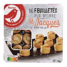 AUCHAN Mini feuilleté St Jacques au beurre persillé 16 pièces 170g