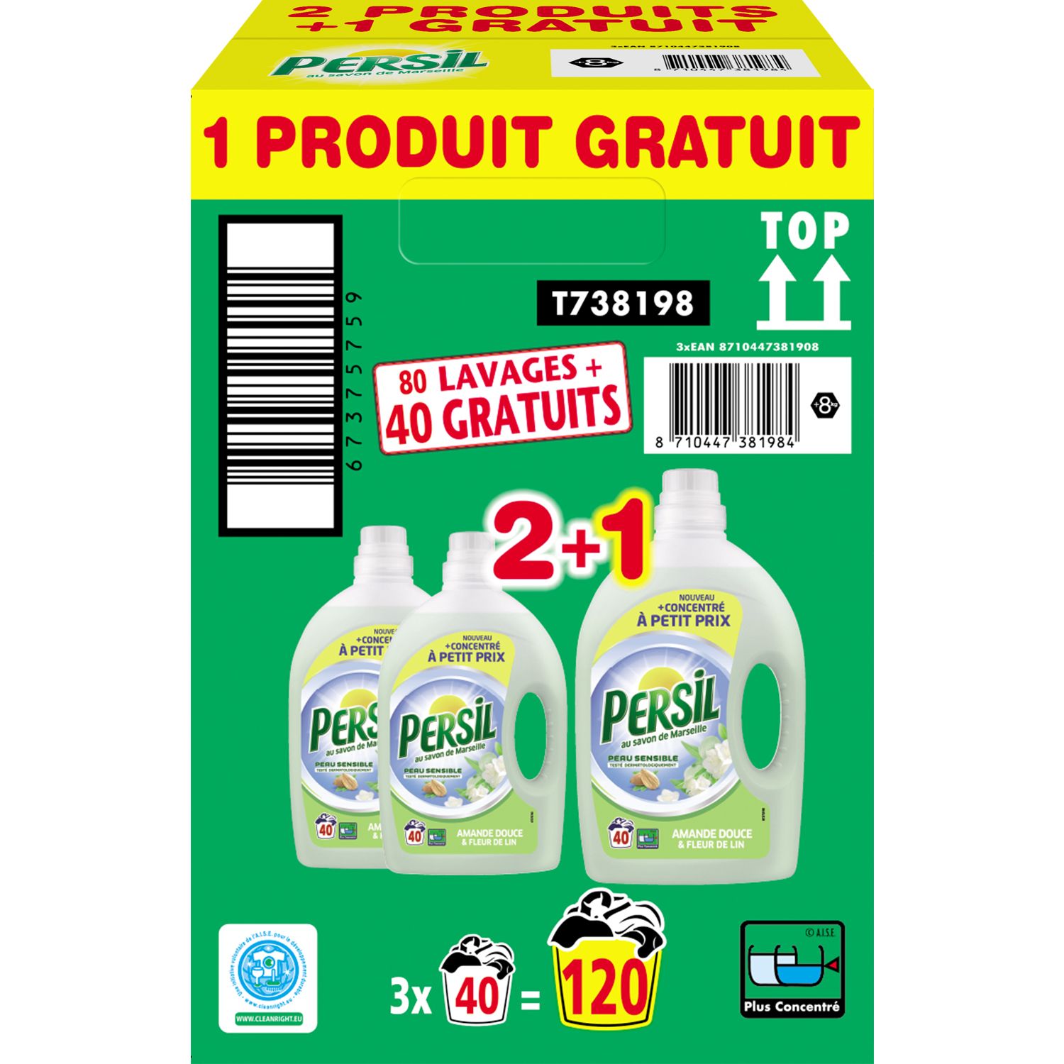 PROMO! LESSIVE PERSIL FRANCAISE 52 LAVAGES AMANDE DOUCE FLEUR DE LIN., Produits de nettoyage et d'entretien, Les archives officielles de Merkandi