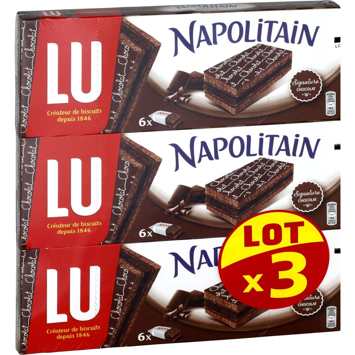 Napolitain Lu Napolitain Chocolat 3x174g 3x6 Gateaux 3x552g Pas Cher A Prix Auchan