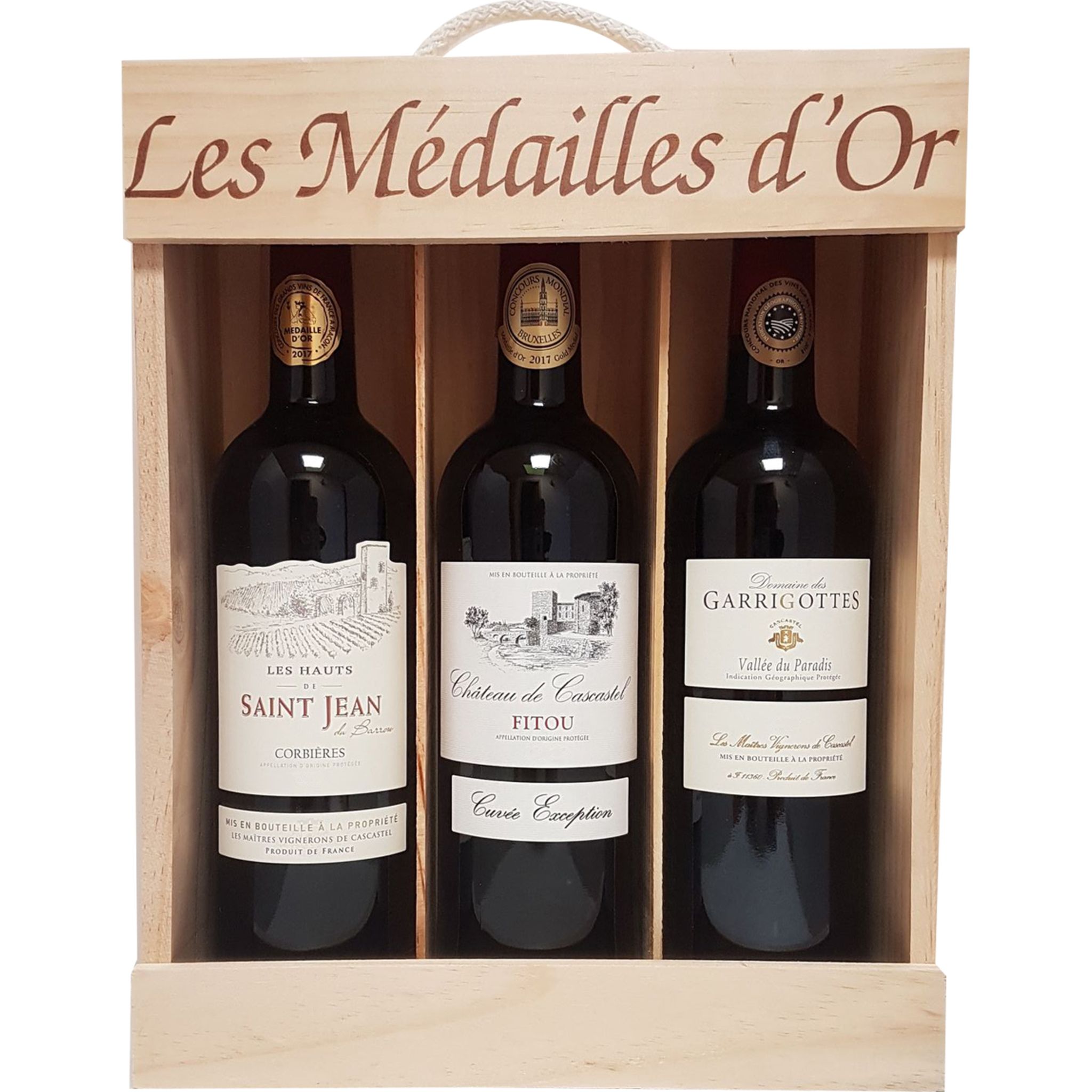 coffret Languedoc médailles d'or 14° -3x75cl pas cher 