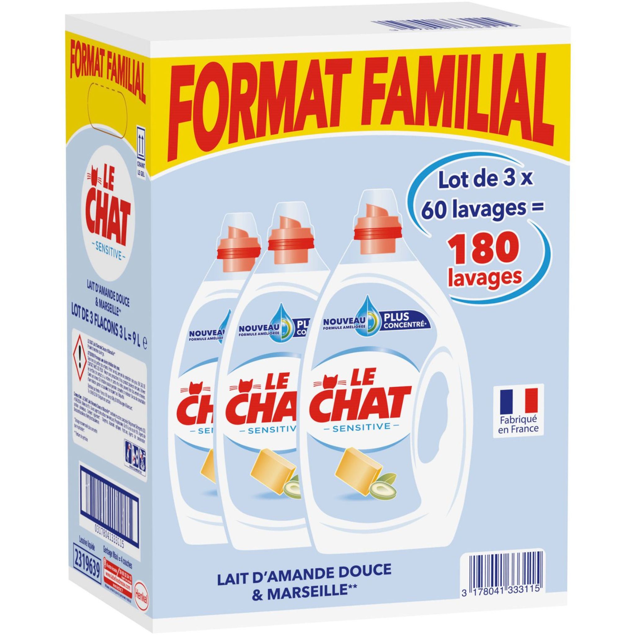 Le chat - Lessive liquide sensitive x25 lavages - Supermarchés Match