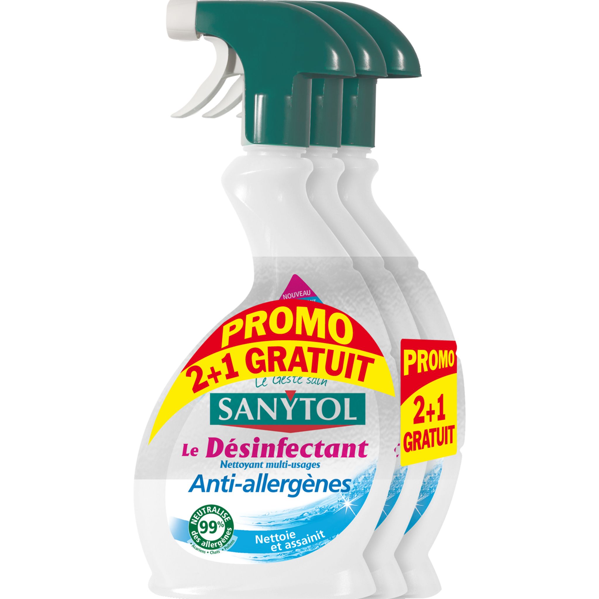 SANYTOL Sanytol désinfectant anti allergènes 2x500ml +1offert pas cher 