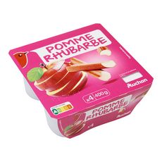 AUCHAN Coupelles pomme rhubarbe 4x100g