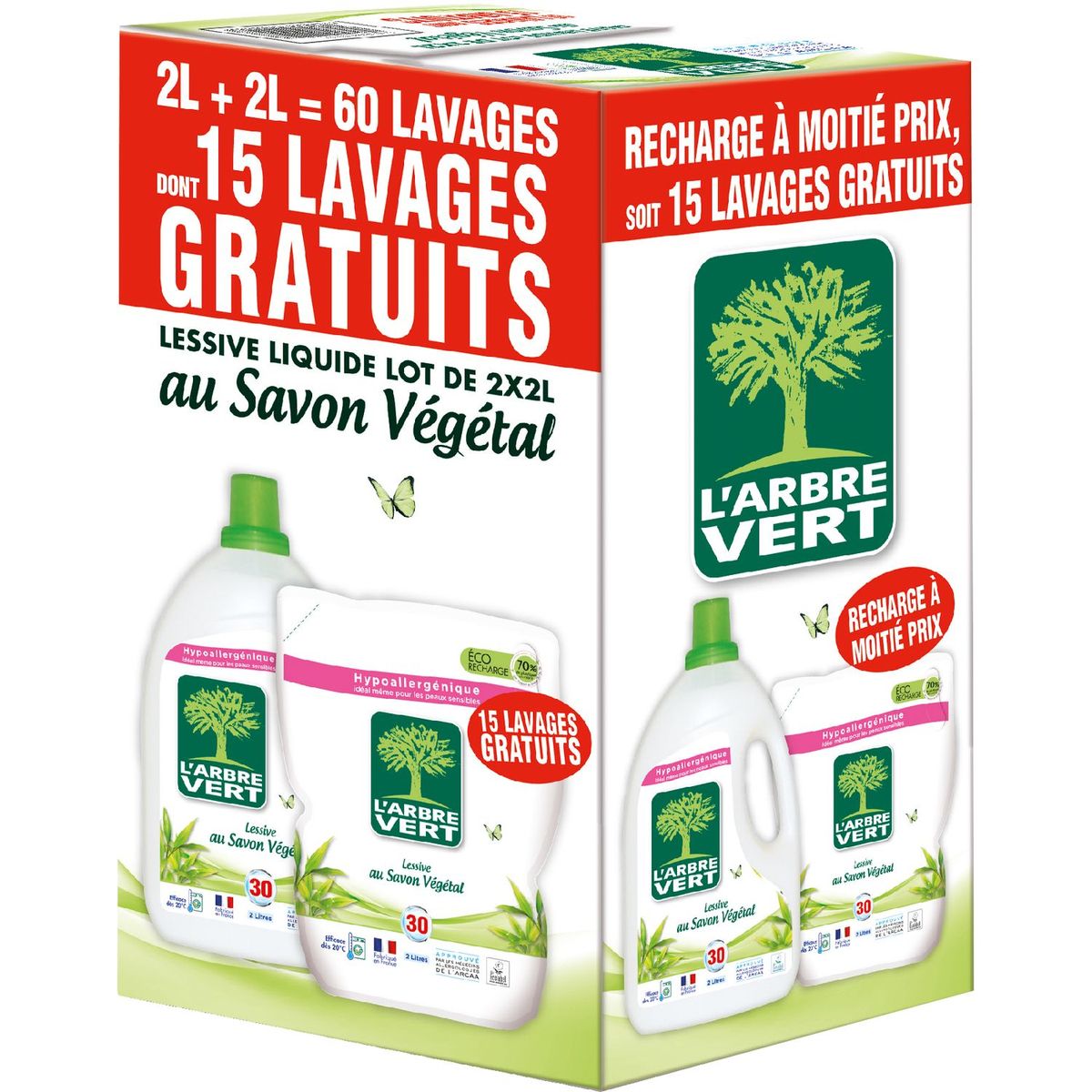 Lessive liquide écologique en recharge, L'Arbre Vert (2 L)