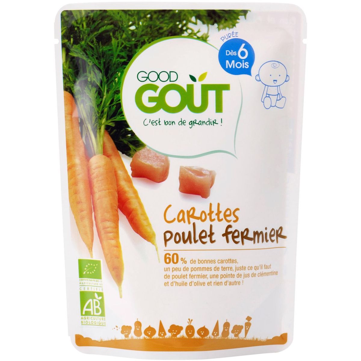 Good Gout Puree De Carottes Poulet Bio Des 6 Mois 190g Pas Cher A Prix Auchan