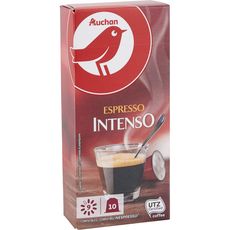 AUCHAN Capsules de café espresso intenso compatibles Nespresso 10 capsules 52g