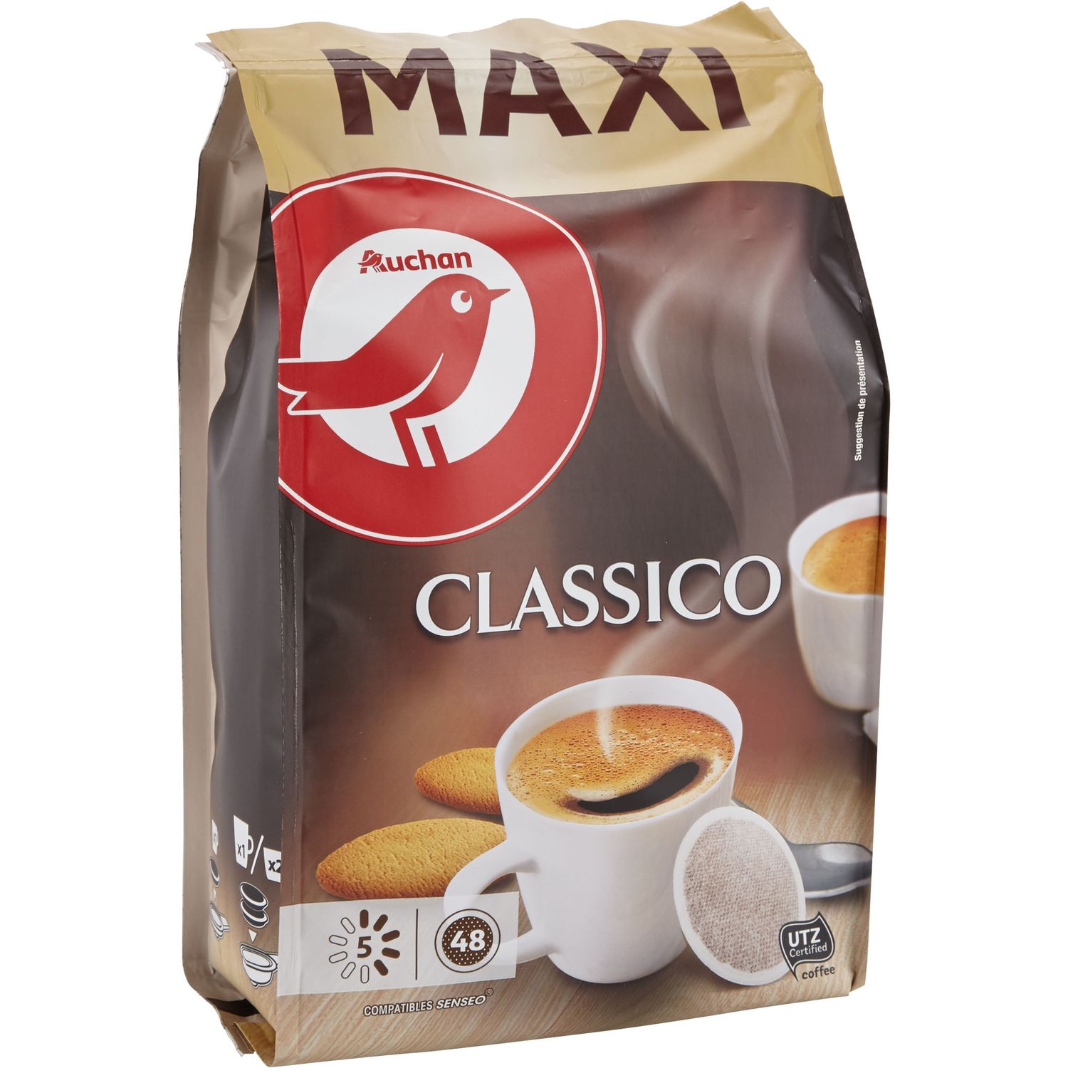 AUCHAN Dosettes de café saveur caramel intensité 5 compatibles Senseo 10  dosettes 70g pas cher 