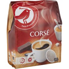 AUCHAN Café corsé en dosette compatible Senseo 36 dosettes 250g