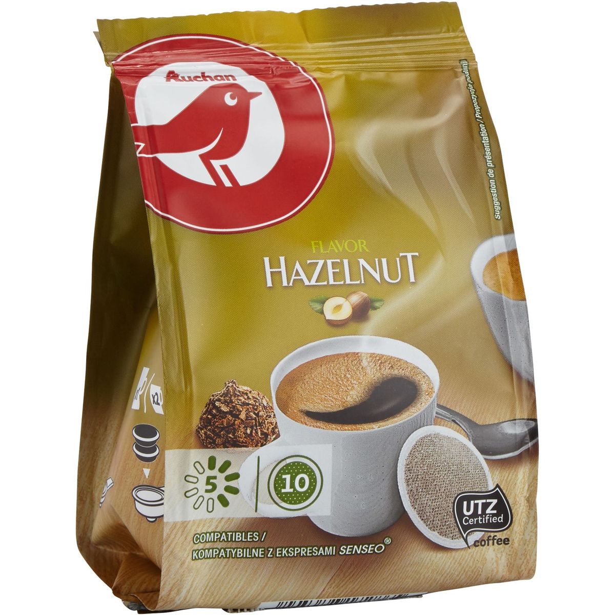 AUCHAN Dosettes de café noisette compatibles Senseo 10 dosettes 70g pas  cher 