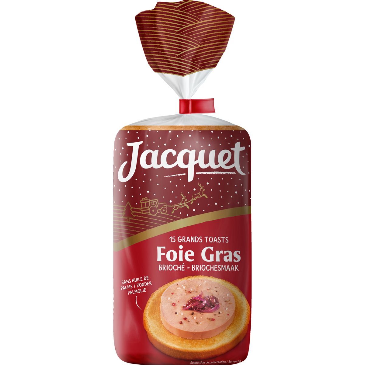 JACQUET Grands toasts spécial foie gras sans huile de palme brioché 15 tranches 410g