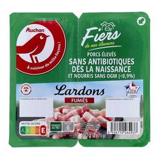 AUCHAN Auchan Lardons fumés porcs élevés sans antibiotiques 2x75g 2x75g