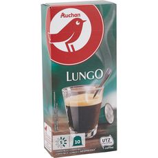 AUCHAN Capsules de café lungo compatibles Nespresso 10 capsules 52g
