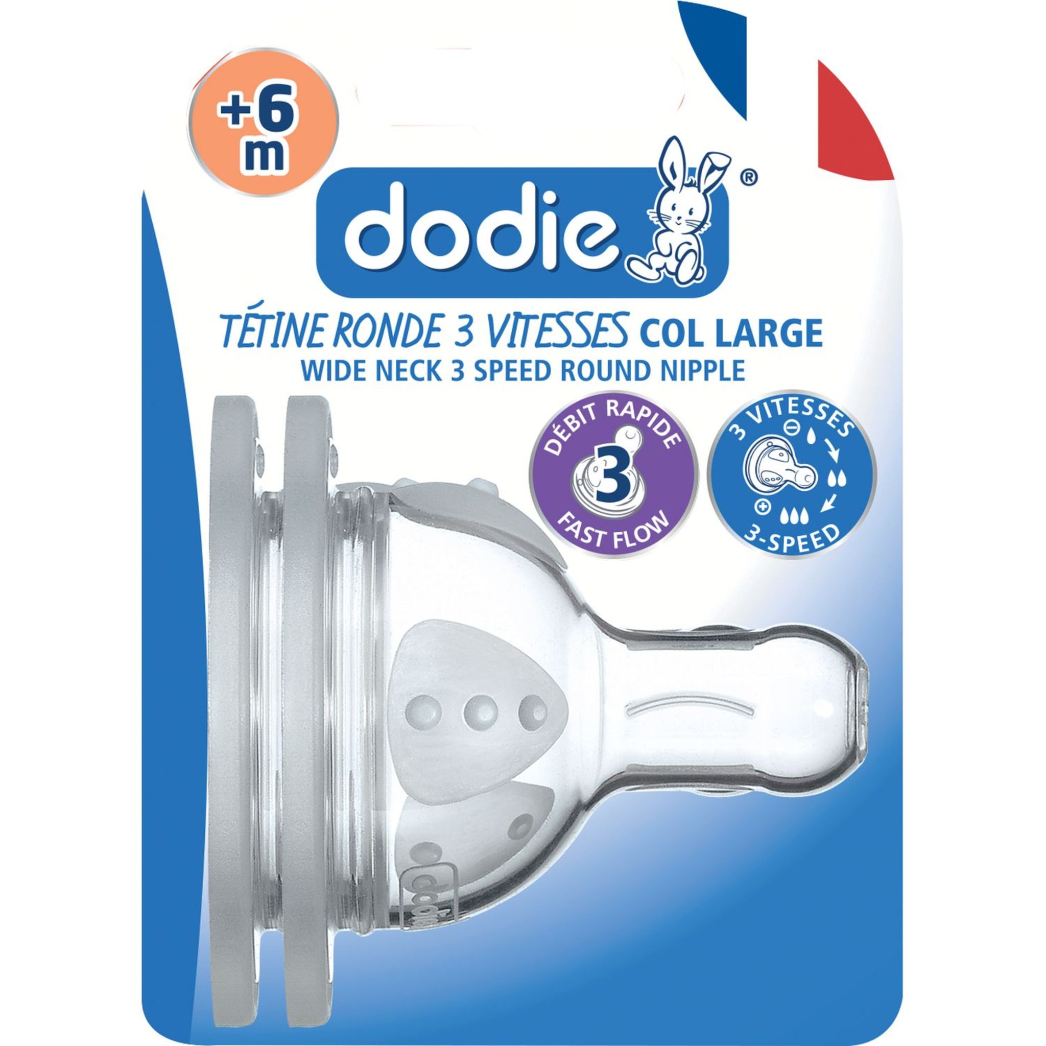 DODIE biberons anti colique Initiation+ 330ml +6 mois tétine ronde débit 3