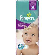 PAMPERS Pampers Premium protection active fit couches taille 4+ (9/18kg) x50 50 couches