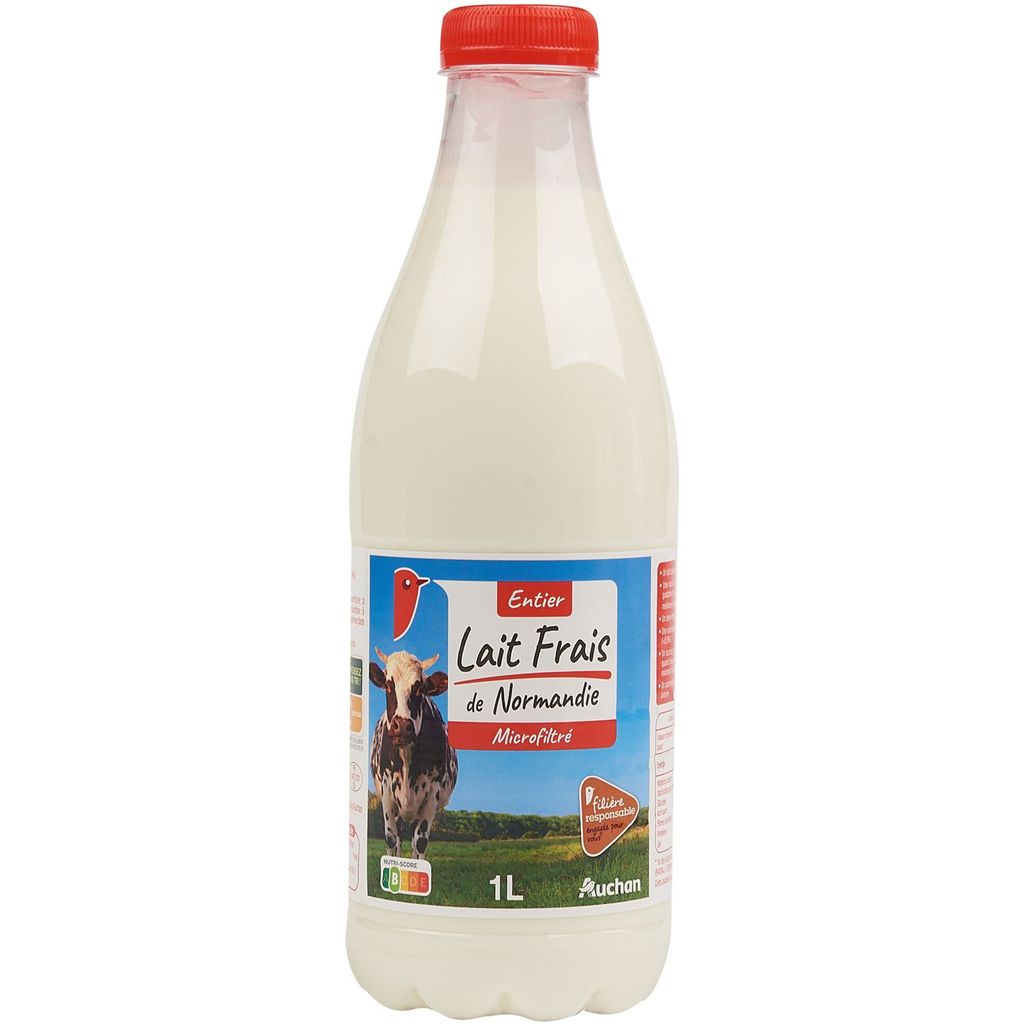 AUCHAN Lait entier 1l pas cher 