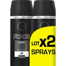 AXE Déodorant spray homme 48h black 2x150ml