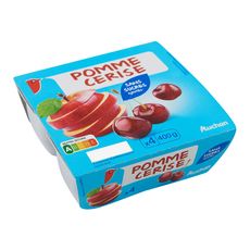 AUCHAN Auchan Coupelles pomme cerise sans sucres ajoutées 4x100g 4x100g