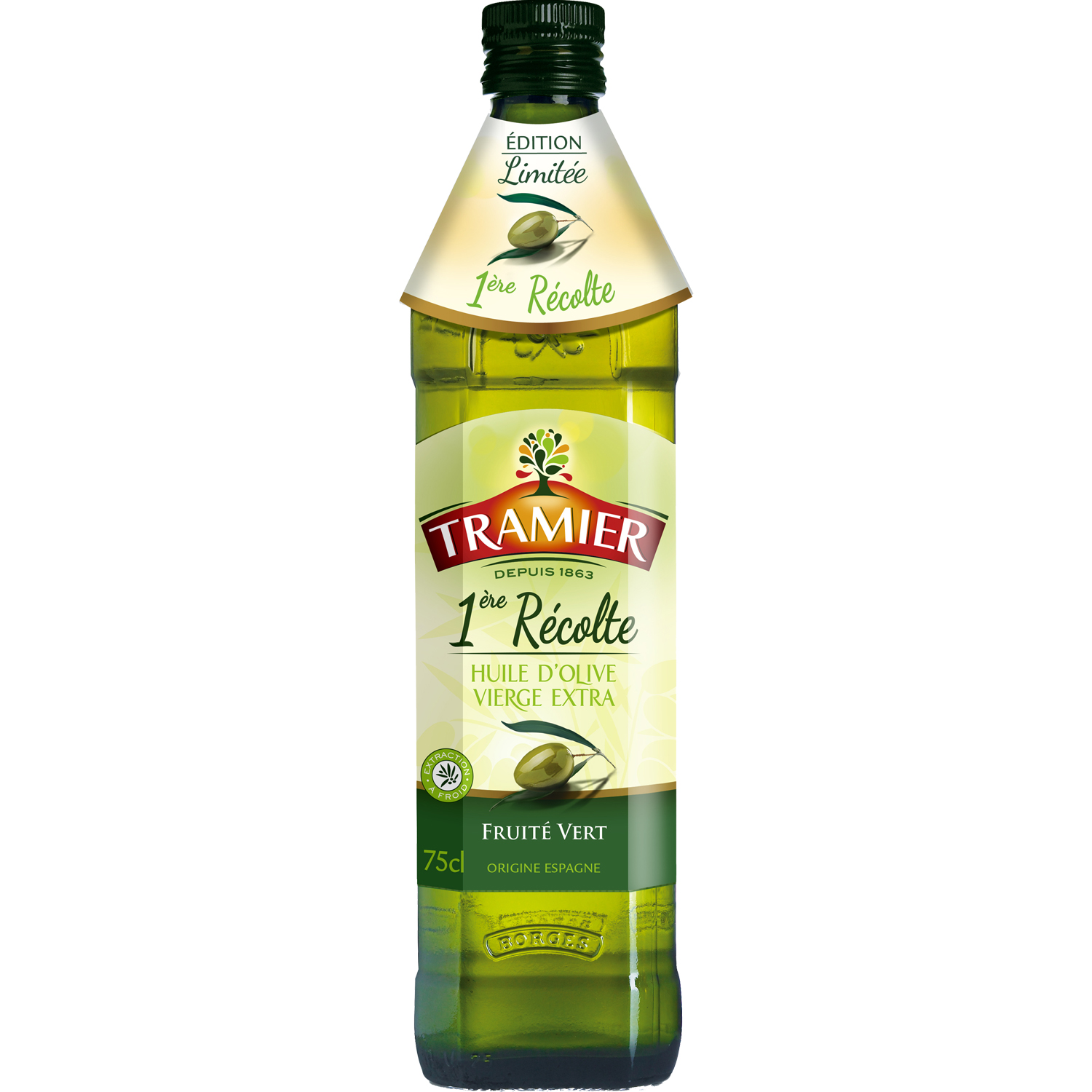 Tramier Huile d'olive vierge extra (1 x 75 cl), bouteille d'huile