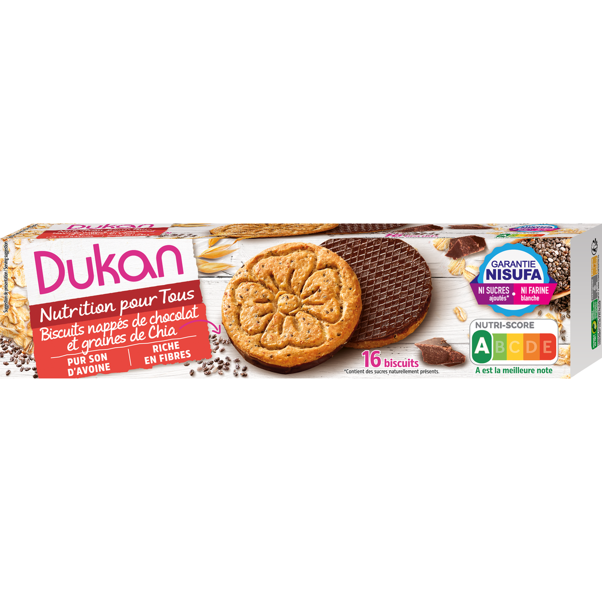 Dukan Dukan Biscuits Son D Avoine Nappes De Chocolat Et Graines De Chia 160g 160g Pas Cher A Prix Auchan