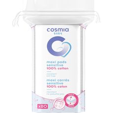 Cosmia Baby Maxi Carres Coton Sensitive 80 Cotons Pas Cher A Prix Auchan