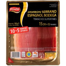 ESPUNA Jambon cru Serrano 10 tranches+5 offertes 180g