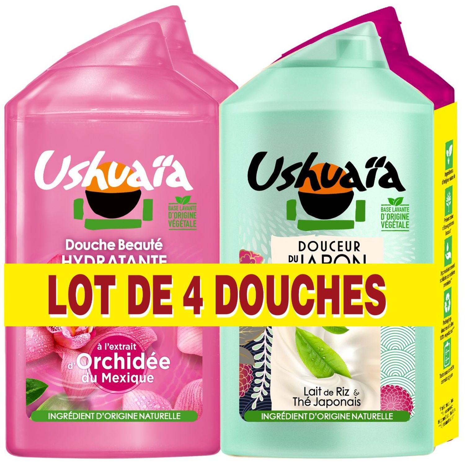 USHUAIA Ushuaïa gel douche orchidée thé japonais figue 4x250ml pas cher 