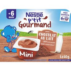 NESTLE Nestlé p'tit gourmand mini chocolat au lait dès 6mois 6x60g