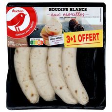 AUCHAN Auchan Boudins blancs aux morilles 500g x3+1 offert 3 pièces +1 offerte 500g
