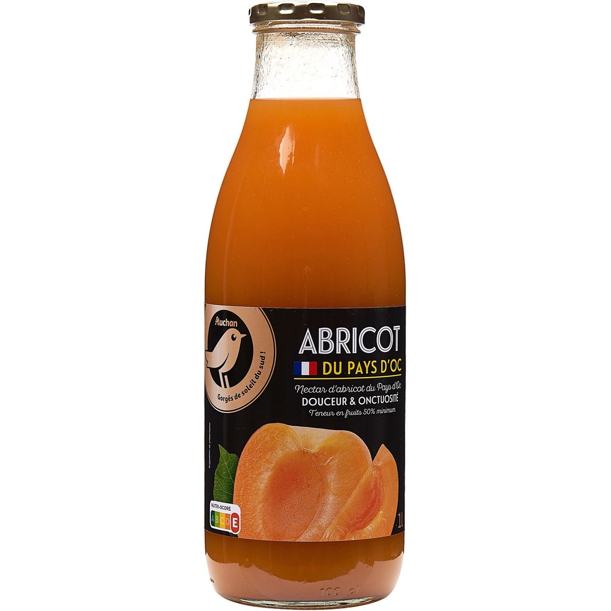 AUCHAN GOURMET Nectar d'abricot Pays d'Oc bouteille verre  1l
