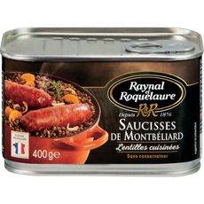 RAYNAL ET ROQUELAURE Raynal et Roquelaure Saucisses de Montbéliard lentilles cuisinées 400g 1 personne 400g